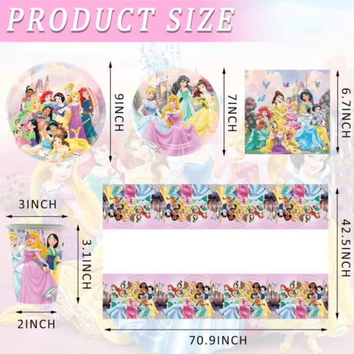 Disney%20Princess%20Disposable%20Tableware%20Set%20Snow%20White%20Cinderella%20Belle%20Paper%20Plate%20Tablecloth%20Kids%20Girls%20Birthday%20Party%20Decoration%20-%20Image%204