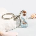 Sea Keychain Shell Starfish Conch Moving Liquid Drift Bottle Key Ring Wishing Key Chains Friendship Gifts Handmade Jewelry.