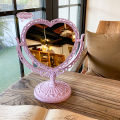 Double-Sided Heart Shaped Cosmetic Mirror Retro Lovely Girl Oval Princess Cosmetic Mirror Home Bedroom Desktop Mirror.