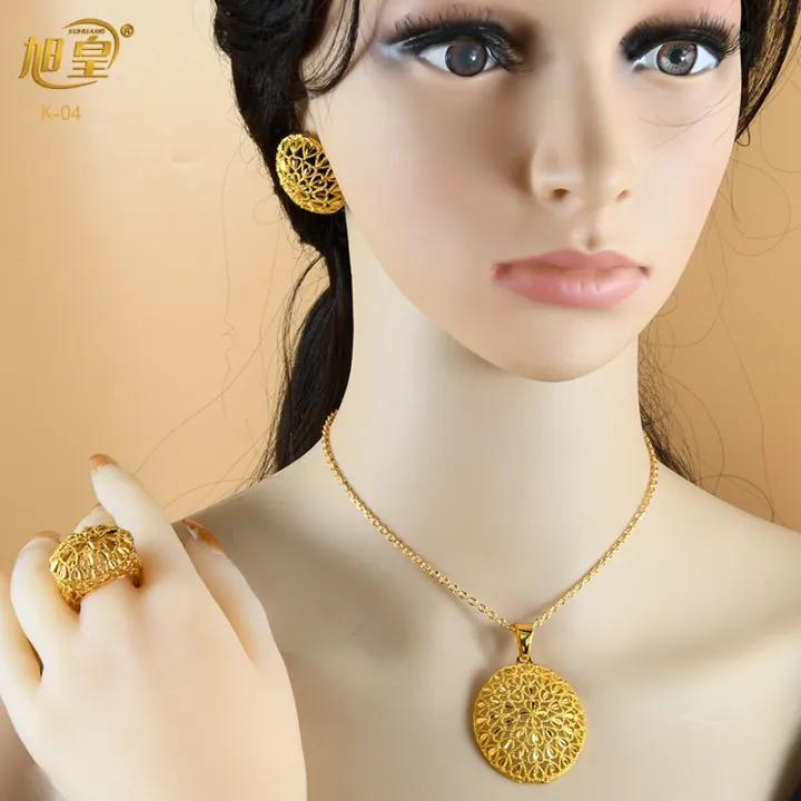 XUHUANG%20Luxury%20Dubai%20Gold%20Plated%20Jewelry%20Set%20For%20Women%20Flower%20With%20Tassel%20Big%20Nigerian%20Indian%20Bridal%20Necklaces%20Earrings%20Rings%20-%20Image%203