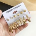 6Pairs Metal Female Earrings Set Elegant Earings New.