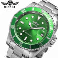 WINNER Automatic Mechanical Watch Business Casual Waterproof Luminous Calendar Hollow Steel Strap Watch Men's 8066. 