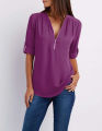 Women Tops Plus Size V-neck Long Sleeve Chiffon Elegant Design Women Blouse Lady Shirt Blouse For Women. 