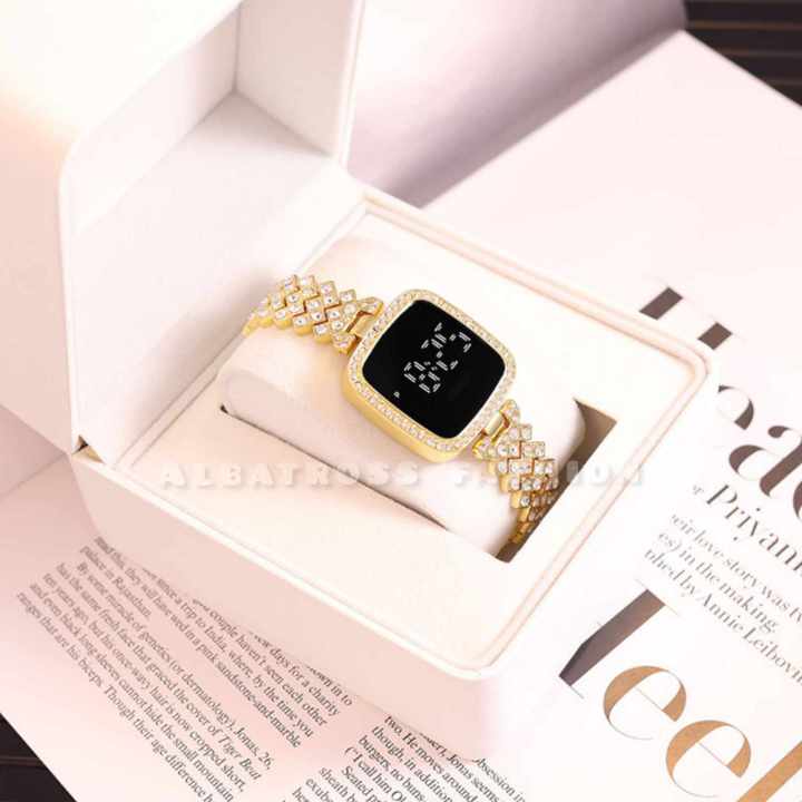 Elegant Luxury Full Diamond Touch Screen Ladies Watch With Box