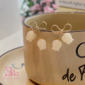 White Color Bowknot Tulip Flower Stud Earrings For Women. 
