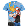 Summer handsome new animation Pikachu printed short sleeve t-shirt for men and women couples fashion trend top. 