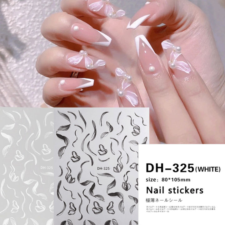 ins high-end Internet celebrity silk smoke ribbon nail art stickers gentle ballet nail back glue pure desire style Xiaohongshu