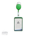 Metal ID Card Holder with Badge Reel - Green. 