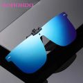 Men Polarized Clip On Sunglasses Metal Clips Car Driver Goggles Night Vision Glasses Anti Glare Vintage Safe Square Outdoo UV400. 