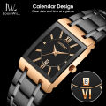 LouisWill Men's Watch Fashion Watch Square Watch With Calendar Nightlight 30M Waterproof Watch Steel Band Watch Quartz Watch Men Wrist Watch Casual Fashion Watch Business Wristwatches. 