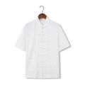 New cotton linen shirt Tang suit one word button short sleeve hirt Chinese style men Tops Male loose casual Kung fu outfit shirt.