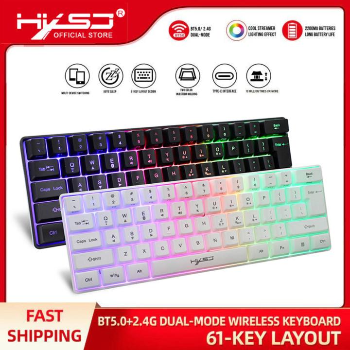 HXSJ%2061%20Keys%20Dual-mode%20Keyboard%20BT%205.0%20Compact%20Keyboard%202.4G%20%20RGB%20Backlit%20Keyboard%20Double%20Shot%20Injection%20Keycaps%20-%20Image%202