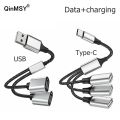 1 Male Plug To 2 3 Female Socket USB C Type-C OTG Extension Line Y Splitter Data Charging Cable Power Adapter Converter Splitter. 