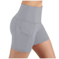 Lady Solid pocket High-waist Hip Stretch Underpants Fitness Running Fitness Sports Shorts Leggings women Shorts for women. 