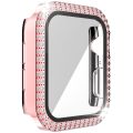 Double-Row Diamond PC+Tempered Glass Watch Case For Apple Watch Series 6ySEy5y4 44mm. 