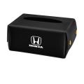 【Toy life hall】Car leather tissue box car sun visor tissue bag car interior central control storage box suitable for Honda CITY CIVIC HRV CRV Accord Odyssey VEZEL(# Black).