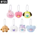 BT21 Kawaii Popular Anime Cooky TATA Koya RJ Shooky Mang Chimmy Mini Plush Keychain Pendant Baby Pacifier Plush Doll Bag Pendant Ornament Gift.