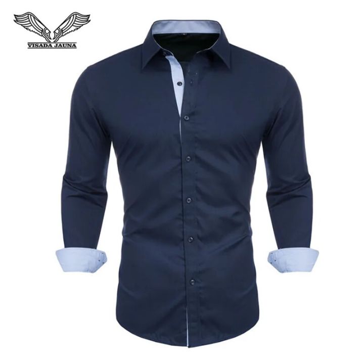 Men's 100% Cotton Business Casual Long Sleeved Shirt White Black Smart Male Social Fashion Class Shirt Plus Large Size 2022
