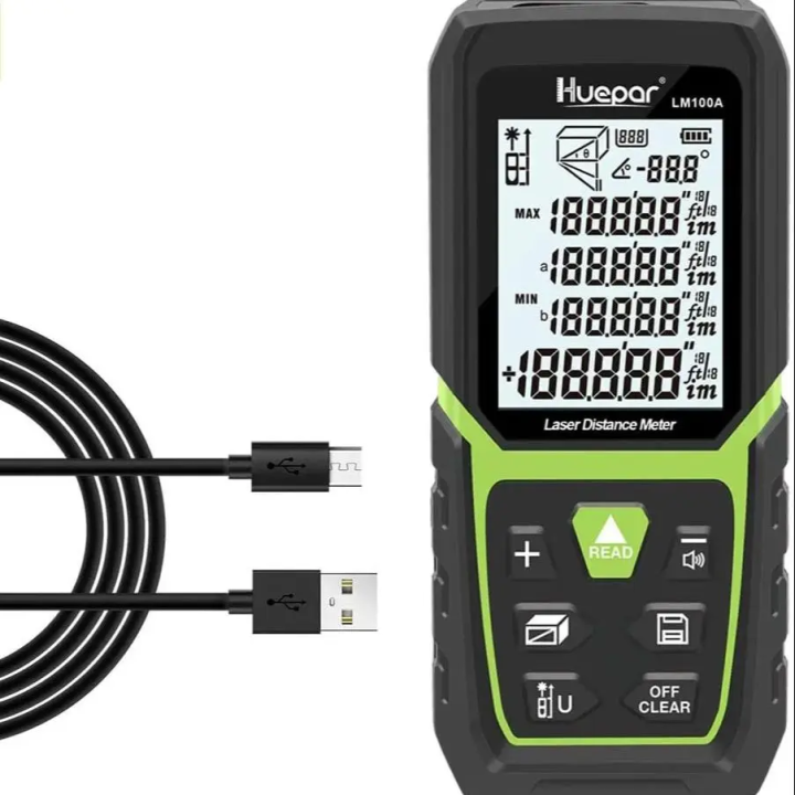 Huepar Laser Distance Measure 50/100/120 Meter Backlit LCD Laser ...