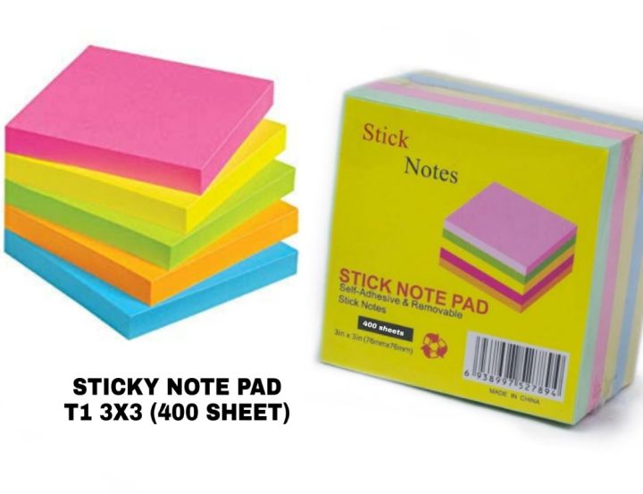 Sticky%20Notes%203x3%20Post%20It%20Note%20Pad%205%20Colors%20notepaper%20-%20400%20Sheets%20-%20Image%202
