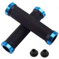 Bicycle Road Mountain Bike Handle Double Lock on Aluminium Alloy Hand Cover - Blue. 