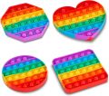 (4 Pack) Pop It Fidget Toys Pop Its Fidgets, Popits Fidget Toy Pack, Popit Figit Sensory Poppet Toys for Kids, Teens & Adults, Rainbow Popper Gifts Poppers Figetget Girls Boys Toddler Toys - Baby Toys. 