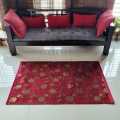 GOLD in RED- Floor Mat/ Area Rug - Small Size.