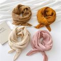 90cm Size Scarf Pleated Crinkle Women's Hijab Wrinkle Shawl Scarves Women Satin Scarf Neckerchief Square Skinny Hair Tie Band.