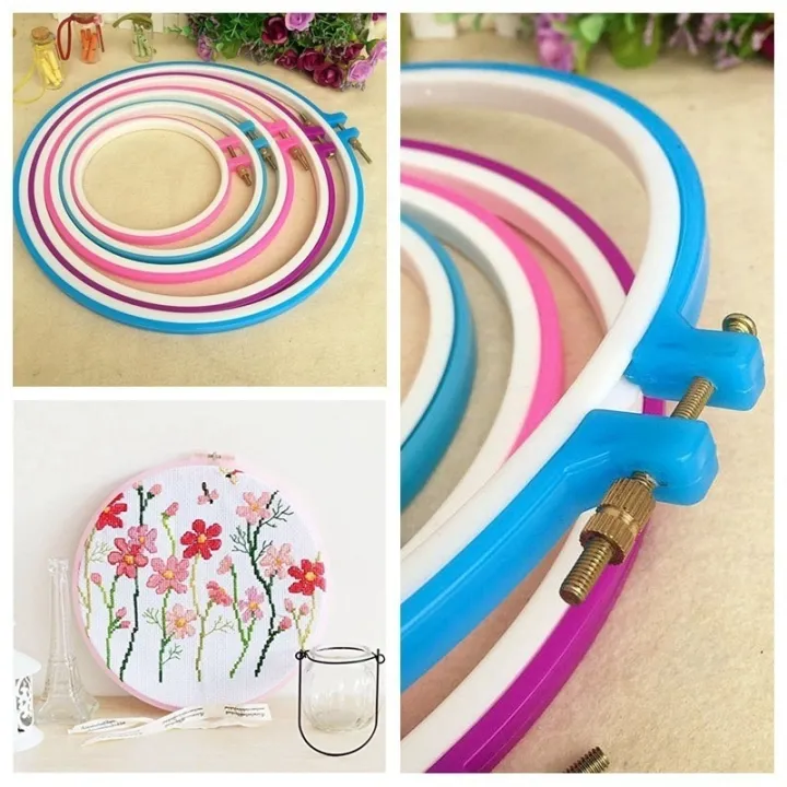 5%20PCS/lot%20%20Plastic%20Embroidery%20and%20Cross%20Stitch%20Hoop%20Set%20Embroidery%20Hoop%20Ring%20Frame%20Adjustable%20Sewing%20Tools%20-%20Image%204
