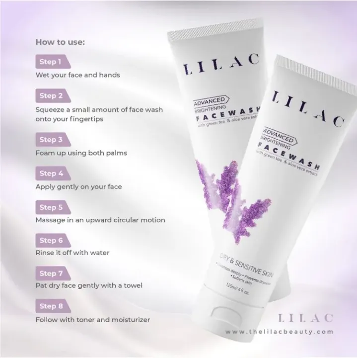 LILAC%20skin%20care%20product%20Brightening%20Face%20Wash%20Dry%20And%20Sensitive%20Skin%20(120ml)%20-%20Image%202