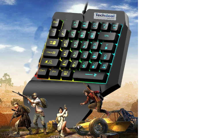 One-Handed Gaming Keyboard Rgb Backlit Portable Keypad - Compact And Ergonomic Keyboard For Gamers