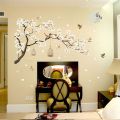 3D wall Sticker Self adhesive for Home decor - white flower tree branch. 