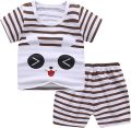 Toddler Child Baby Boys Girls Short Sleeve Cartoon Tops Shirt+Pants Outfits Set Baby Bow. 