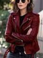 IELGY leather jacket blouse short winter leather jacket.