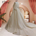 Glamrous Satin Long Sleeves High Neck Wedding Dress Chapel Train Dubai Muslim Ball Gown Woman Formal Occasion Dresses Vestidos.