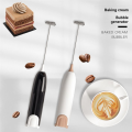 Electric Handheld Stainless Steel Blender Milk Frother Egg Beater Dry Cell Coffee Stirring Stick White. 