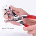 Revolving Leather Punch with Comfort Grip-9" Belt Hole Puncher for Leather Heavy Duty, 6 Size Revolving Hole Puncher. 