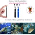 Long Stainless Steel Reusable Collapsible Straw Foldable Portable Metal Straw with Cleaning Brush Retractable Telescopic Straw Outdoor.