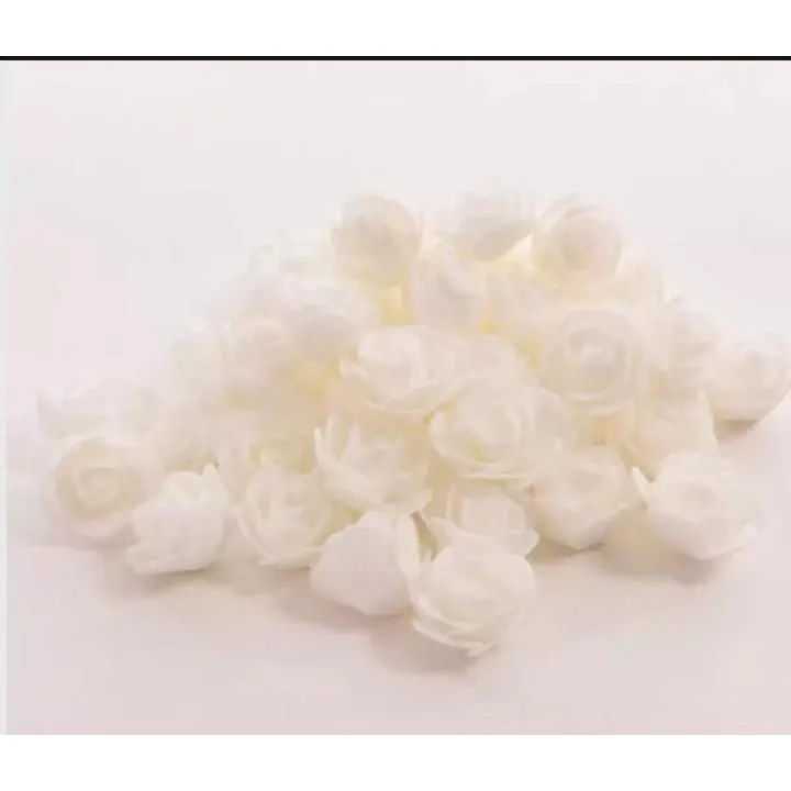 White PE Foam Rose Head Artificial Flower - 100 pieces pack | Daraz.com.bd