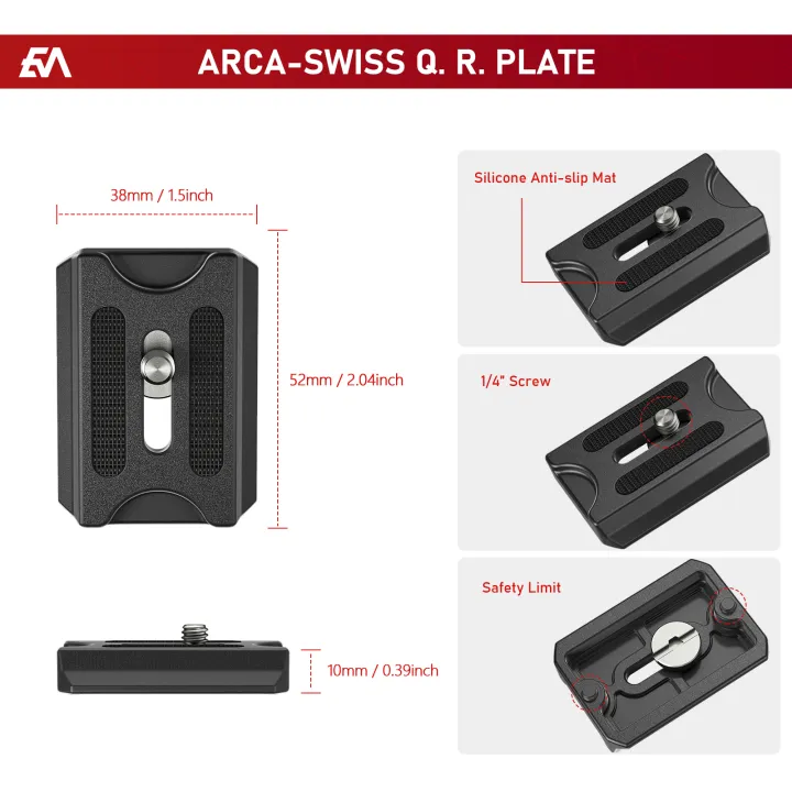 EVUMO%20C5%20Professional%20Ball%20Head%2038mm%20Big%20Ball%20Head%20360%C2%B0%20Panoramic%20Full%20CNC%20Low%20Profile%20Arca%20Swiss%20Plate%20Tripod%20Head%20for%20Camera%20-%20Image%206