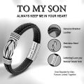 To My Son To My Grandson Bracelet Love You Forever Braided Leather Knot Bracelet Stainless Steel Magnetic Clasp Jewelry Gift.