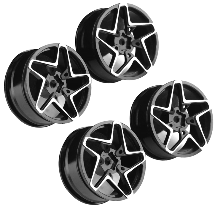 4Pcs 1/10 On-Road Drift Car 52MM Aluminum Alloy Metal Wheel Hub 1.9Inch Climb Car Wheel Rim for HSP Tamiya HPI Replacement Accessories Black