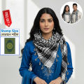 Premium Muslim Head Scarf | Soft Cotton Black White Check Haji Rumal | Unisex Arab Style Prayer Cloth, Hijab & Travel Shawl for Islamic Use + Free Gift - Mini Pocket Booklet!. 