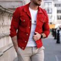 Fashion Men Jean Jacket Outerwear Casual Slim-fit Coat with Pocket Button Design Cargo Jacket Streetswear Autumn Tops Clothing. 