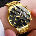 LO【Life waterproof】SHAARMS Fashion Man's Business Casual Watch Quartz Movement Steel Strap Simple Trendy Wristwatch with Calendar.