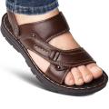 2021Men's Summer New Leather Sandals Men's Casual Beach Shoes Non-slip Slippers Two Sandals Men Sandals Leather Men Sandal Shoes. 