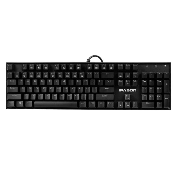 IPASON Mechanical Keyboard 104-key Metal Gaming Keyboard Blue Switch N-key Rollover Backlit Keyboard for Office and Game Use