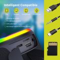 Portable Bluetooth speaker, IP68 waterproof, wireless, RGB light, MIC, TWS pairing, Bluetooth 5.3, FM radio, 15W, outdoor.