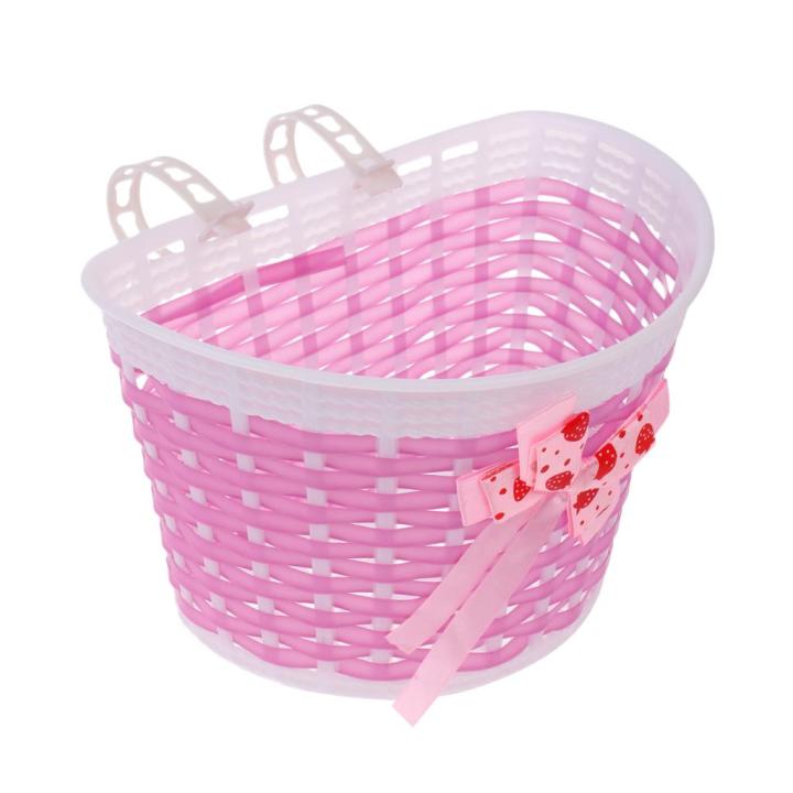 BolehDeals Bicycle Basket Pink Children Bike Basket Handlebar Basket Scooter Decoration