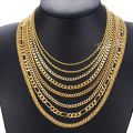 Necklace For Women Men Gold Color Figaro Rope Snake Curb Cuban Link Chain Mens Womens Fashion Jewelry 18-24 GNN2.